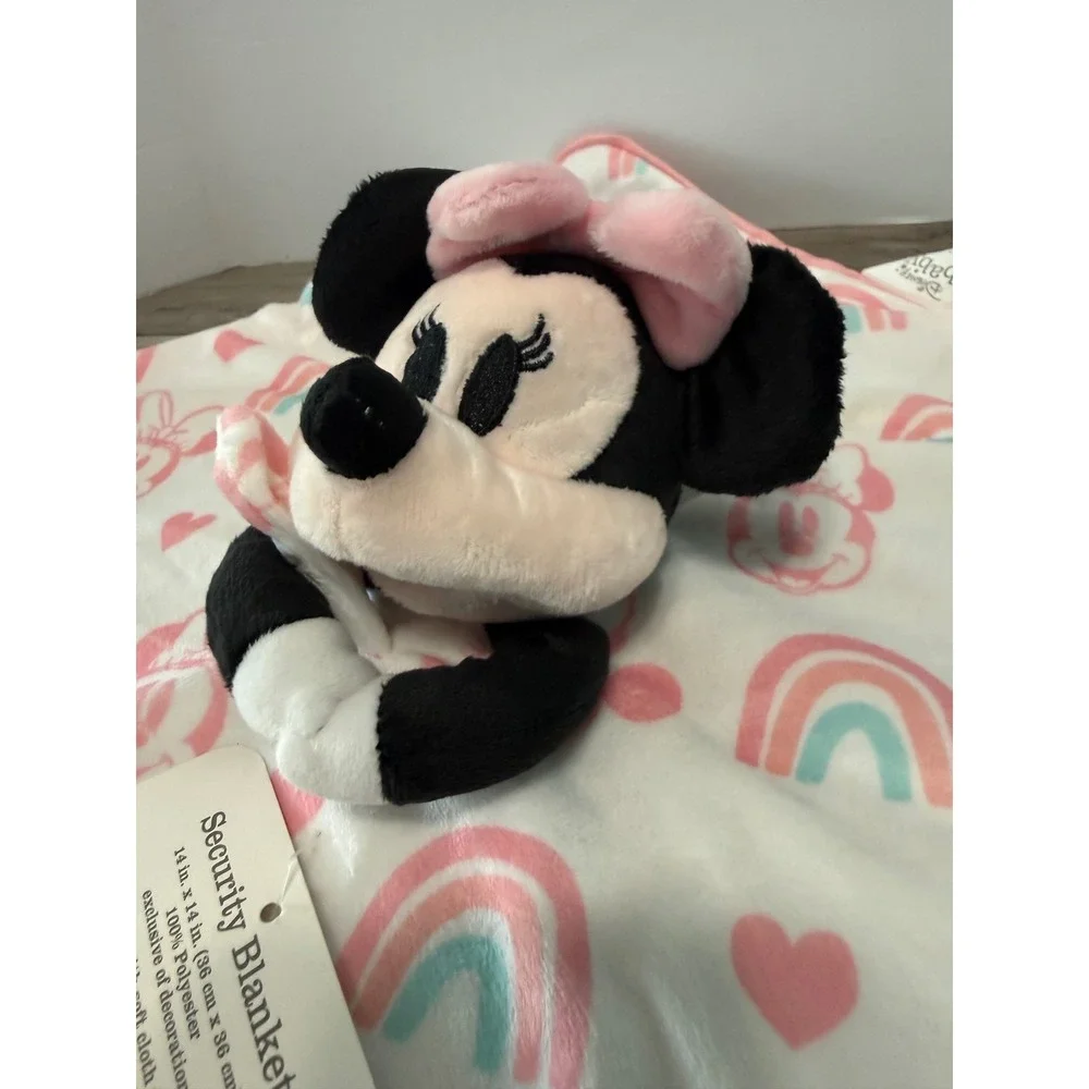 Disney Baby Minnie Mouse Security Blanket NoJo Pink Rainbow Lovey NWT 14x14